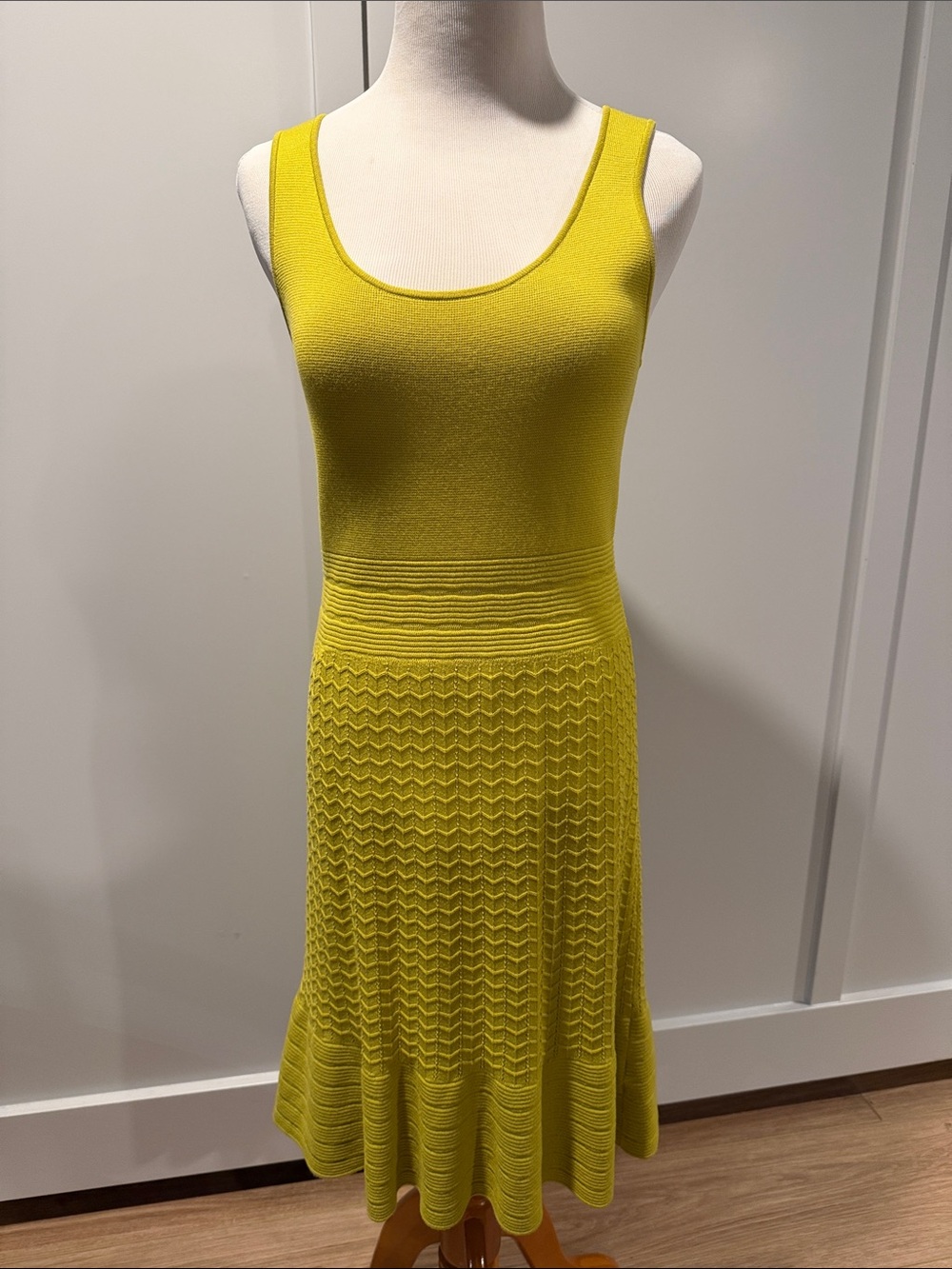 Banana Republic Chartreuse Sleeveless Knit Midi Dress
